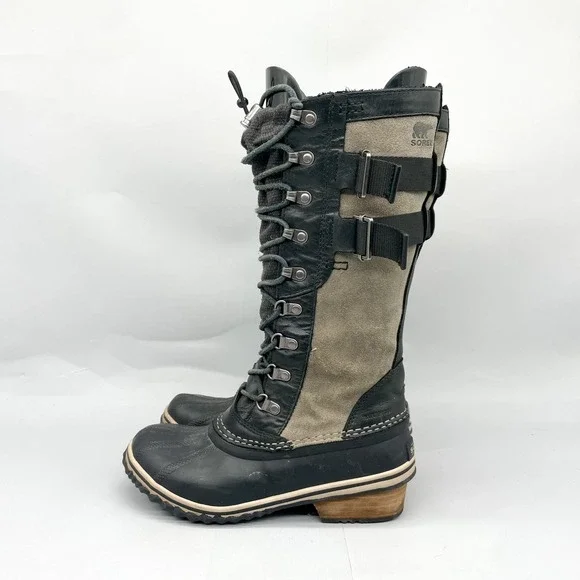 Sorel Womens 7 Conquest Carly II Boots Waterproof Black Gray Tall Winter Snow - Picture 5 of 11